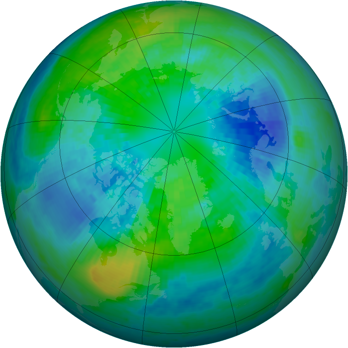 Arctic ozone map for 05 October 2003